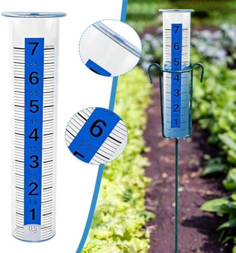 2PCS Rain Gauge Outdoor, 8" Large Capacity Rain Gauge Replacement Tube, Rains Gauges Outdoors with Large Numbers Scale for Garden Lawn Yard Fence Patio Farm