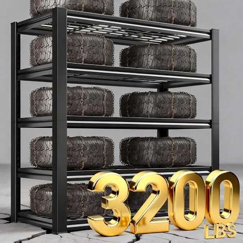 REIBII 2 Pack Garage Shelving 3200 LBS Load Space Saving Storage Shelves