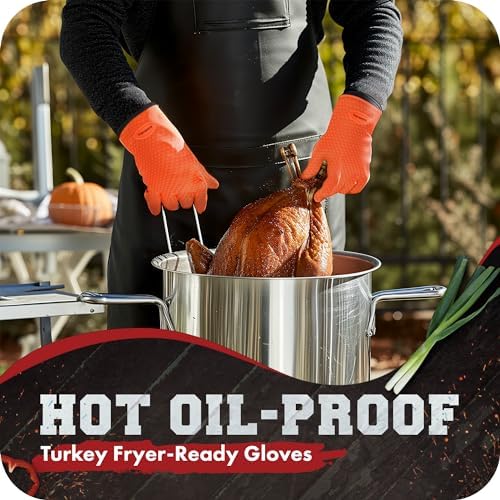 KITCHEN PERFECTION Silicone Smoker BBQ Gloves - Heat Resistant Oven Mitts