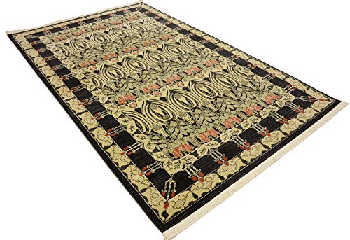 Unique Loom Edinburgh Collection Area Rug - Canmore (5' 1" x 8' Rectangle, Black/ Cream) - color: Black/Cream, size: 5'1" x 8' (Rectangular)