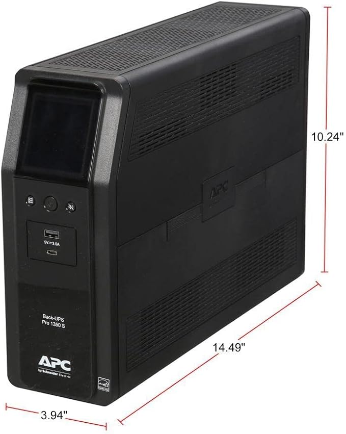 APC Sinewave UPS Back-UPS Pro, 1350VA Battery Backup & Surge Protector, LCD, AVR, BR1350MS