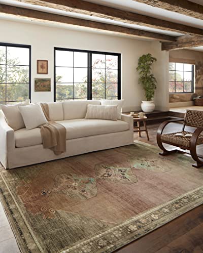 Loloi Magnolia Home by Joanna Gaines Sinclair Collection SIN-06 Clay/Tobacco 2'-3" x 9'-6", .25" Pile Height, Machine Washable, Runner Rug - color: Clay / Tobacco, size: 2'3" x 9'6" (Rectangular)