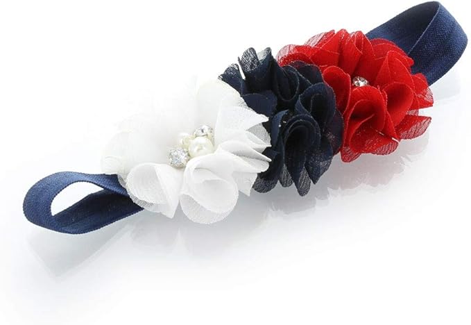 My Lello Flower Headbands Baby - Girls - Toddler Fabric Beaded Stretchy Elastic Pair