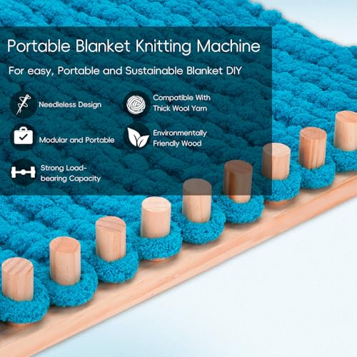 LITURTOO 56" Chunky Blanket Loom - Loom for DIY Throw Blankets, Adjustable Size Hand Knitting Yarn Chunky,No Needles Required,Beginner Friendly Yarn Craft - size: 56"