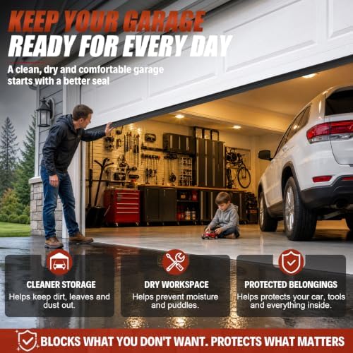 Garage Door Bottom Seal, 8FT EPDM Weather Stripping with Aluminum Track
