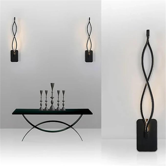 Modern Minimalist LED Wall Lamp Home Indoor Decor Wall Sconce for Living Room Bedroom Bedside Lustres Backgroud Light Decoration(Cool White,A-Black Small)