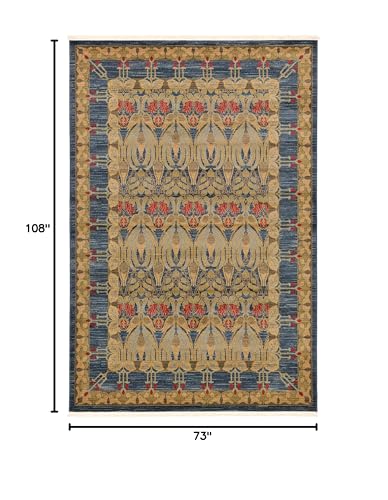 Unique Loom Edinburgh Collection Area Rug - Canmore (6' 1" x 9' Rectangle, Navy Blue/ Tan) - color: Navy Blue/Tan, size: 6'1" x 9' (Rectangular)