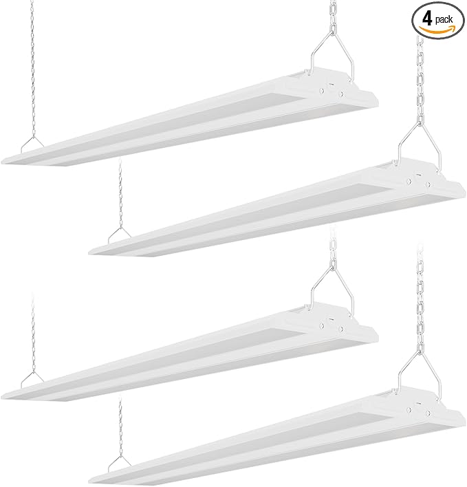 4-Pack 300W LED Linear Shop Lights, 45000LM Led High Bay Lights 5000K Daylight 120-277V, Led Garage Light for Shop Workshop Store Commercial Supermarket Warehouse Basement Exhibition Room ETL
