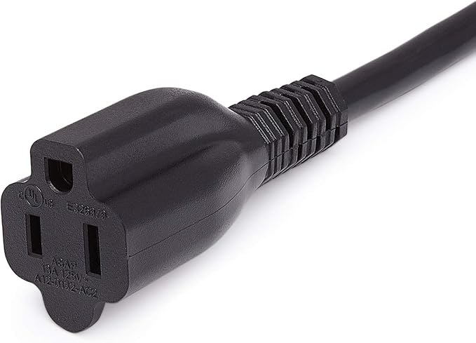 Amazon Basics Extension Cord, 6 Ft, 3 Prong Outlet Extender, Indoor Extension Cord, 13 Amps, 125V, Black