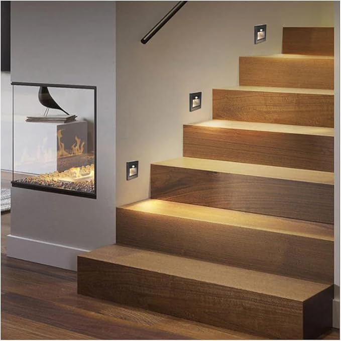 3W Motion Sensor Stair Lights 3000K Recessed LED Step Light Indoor Stair Step Wall Lamp Staircase Bedroom Decoration 1Pcs Gold