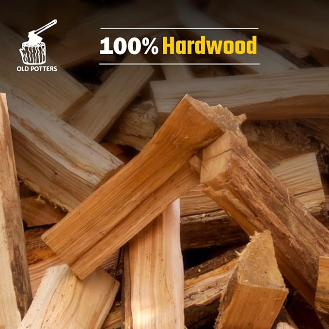 Old Potters Kiln Dried Firewood - Hickory, 1100 Cu. in, 16-18 Logs ~ 8" x 2.5" Logs. Cooking Wood for Grilling, Smoking, and Firepits, Hickory.