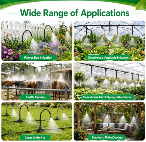 Bonviee 120FT Drip Irrigation System with Adjustable Nozzles