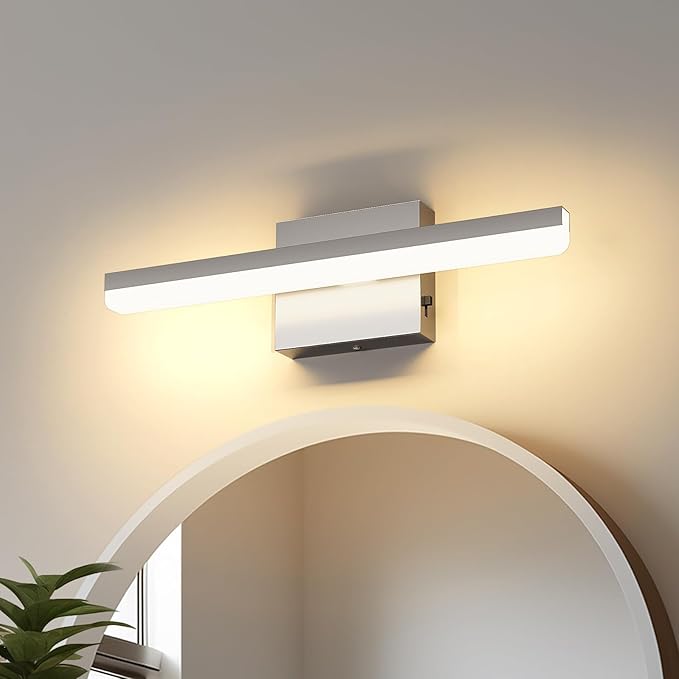 LED Modern Bathroom Light Fixtures 12W Brushed Nickel Vanity Lights Bar 5CCT Dimmable ixture Over Mirror Vanity Light for Bathroom Lighting 15.7 inch ETL Certificated