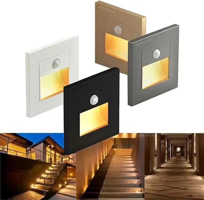 6 Pack Recessed Motion Sensor Light Indoor Outdoor Step Light Lamp Sensor Intelligent Wall Light for Hallway, Kitchen, Hallway, Bedroom, Bathroom, Stairs