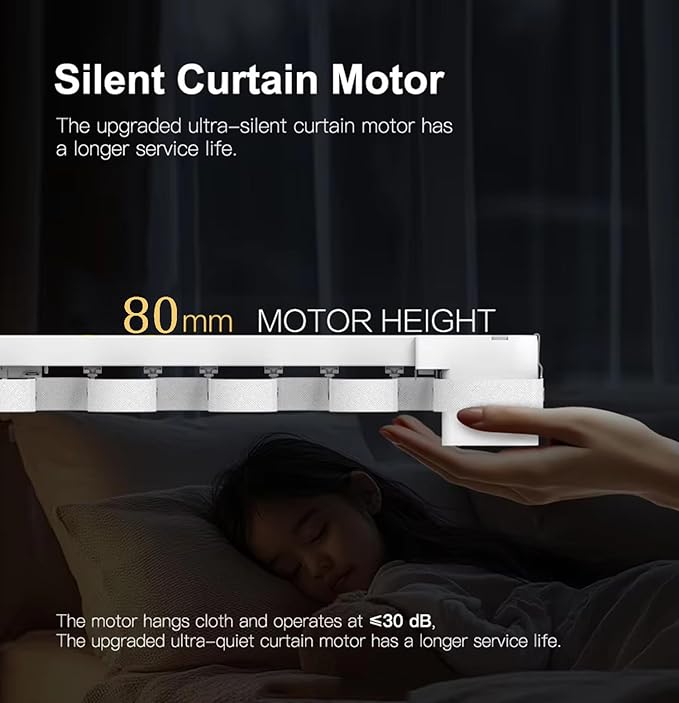 Motorized Curtain Track for Ripple Fold S-Wave Curtains, Pre-Assembled Automatic Curtain Opener with Remote, Mini Dry Contact Smart Electric Curtains System, 1.8N.m (3.0 meters (118.1 inches))