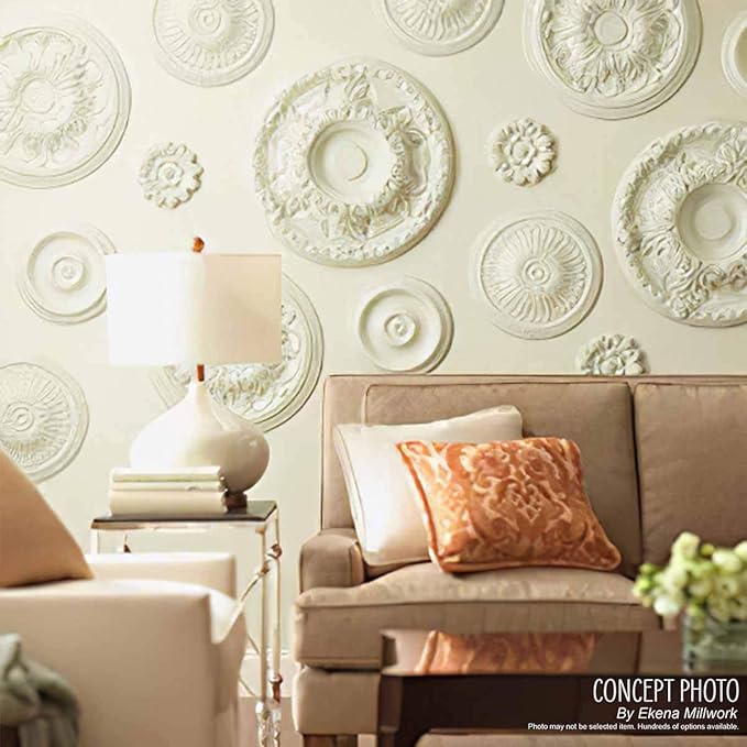 Ekena Millwork CM12BRFLS 12-1/2" x 3-7/8" x 3/4" Bradford Ceiling Medallion, Flash Gold
