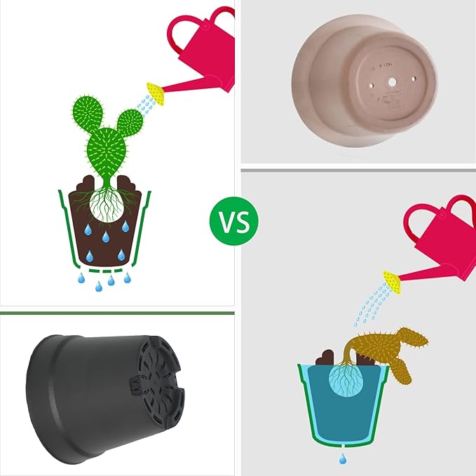 4 inch Small Plant Pots, 28 Pack Plastic Planters with Drainage Holes and Saucers for Flowers Plants, Succulents, Seed Starting Pots, Black