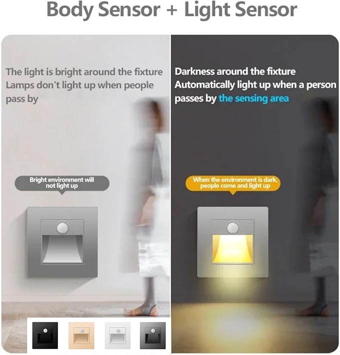 10 Pack Recessed Motion Detector Sensor Led Stair Light Wall Lamp Sconce Lighting Step Stairway Aisle Lamps Basement Passage Footlights