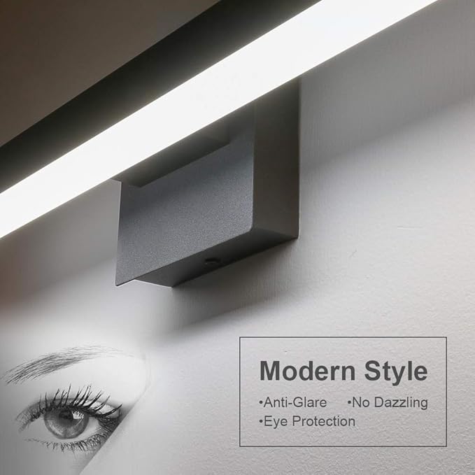 Aipsun 40 inch Modern Black Vanity Light LED Bathroom Vanity Light Fixtures Black Wall Light for Bathroom (White Light)