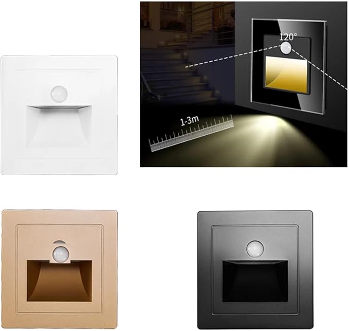 2 Pack Recessed Motion Sensor Light Indoor Outdoor Step Light Lamp Sensor Intelligent Wall Light for Hallway, Kitchen, Hallway, Bedroom, Bathroom, Stairs