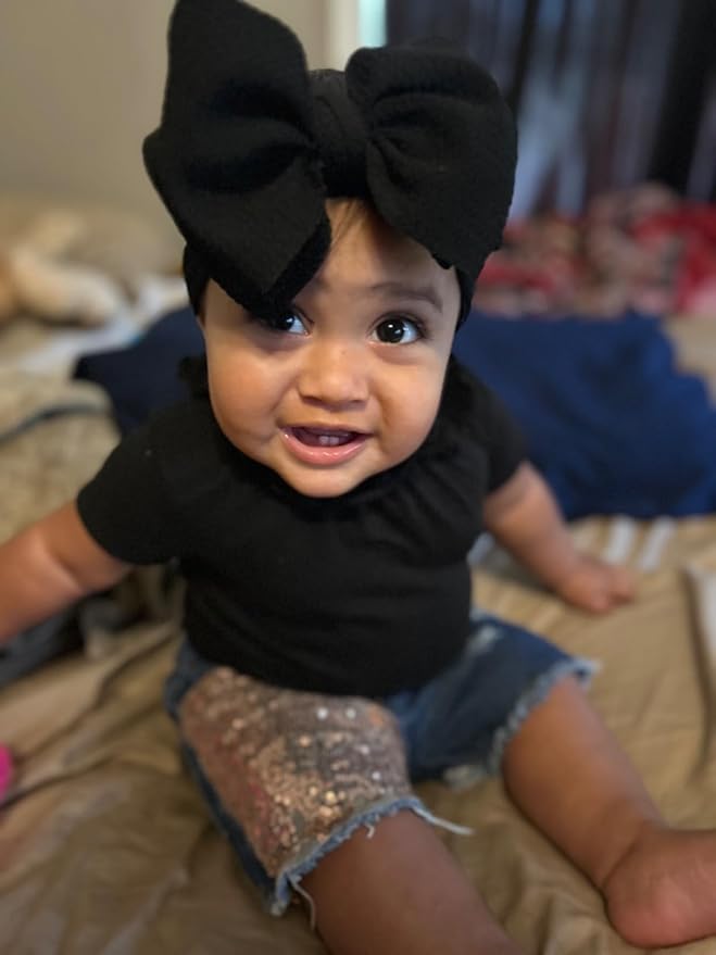 Bows for Baby Girls Headband, Newborn Bows Headbands Baby Hair Bows Hairbands Hair Accessories.(FD104) (Red Black)