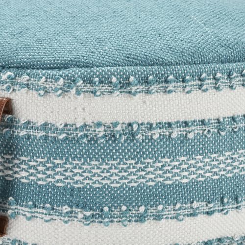 Mina Victory Woven Stripes & Dots 20" x 20" x 12" Turquoise Outdoor Poufs