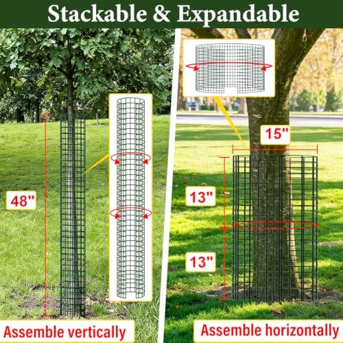 48" Metal Tree Trunk Protector, 8 Pack Mesh Tree Guards Tree Protectors with Zip Ties, Stakes, ExpandableTree Trunk Protector Guard, Tree Protectors from Deer, Mower, Animals(48",8 Pack)