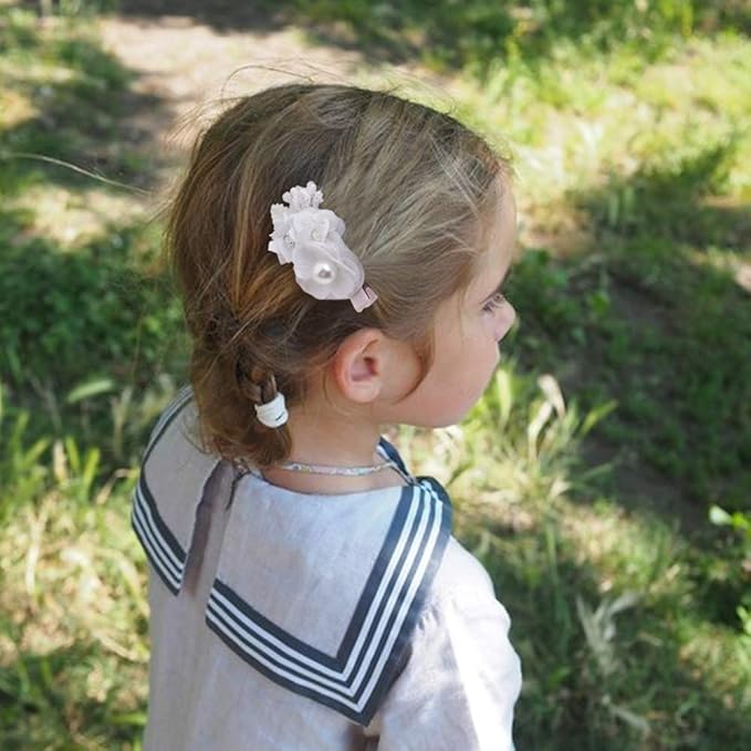 Flower Hair Clip for Baby Girl, Lightweight Hair Bow with Boutique Fully Lined Alligator Clip for Toddler Teens Gifts