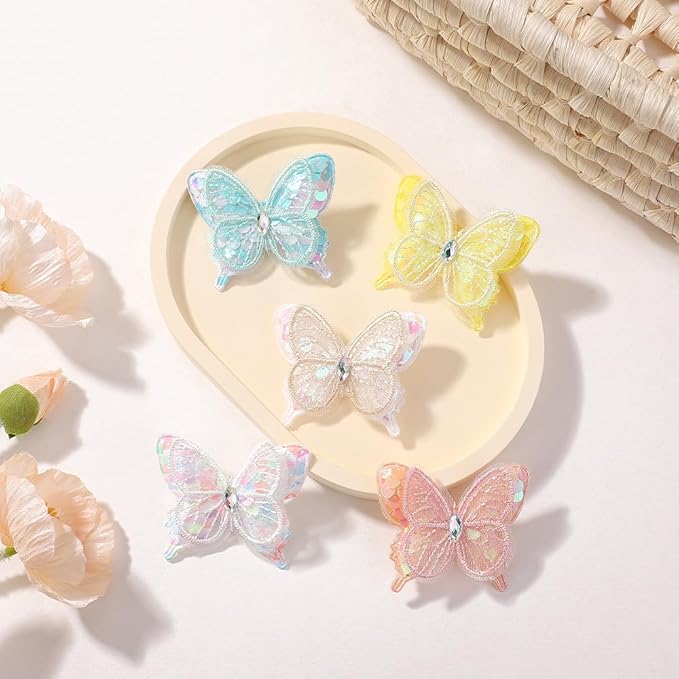Hair Clips Butterfly Hair Clip Glitter Butterfly Hair Clips Kids Clips for Birthday Christmas Children's Day Gift (sky blue)