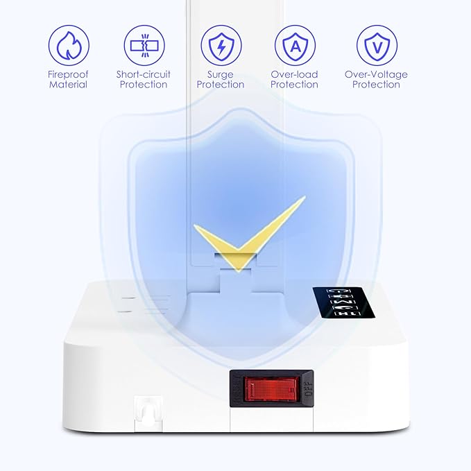 Infiway LED Desk Lamps for Home Office: Desk Lamp with USB Charging Port - 1 USB-A, 1 Type-C Ports, 2 AC Power Outlets, Touch Control Dimmable 5 Color 5 Brightness, Night Light(White)