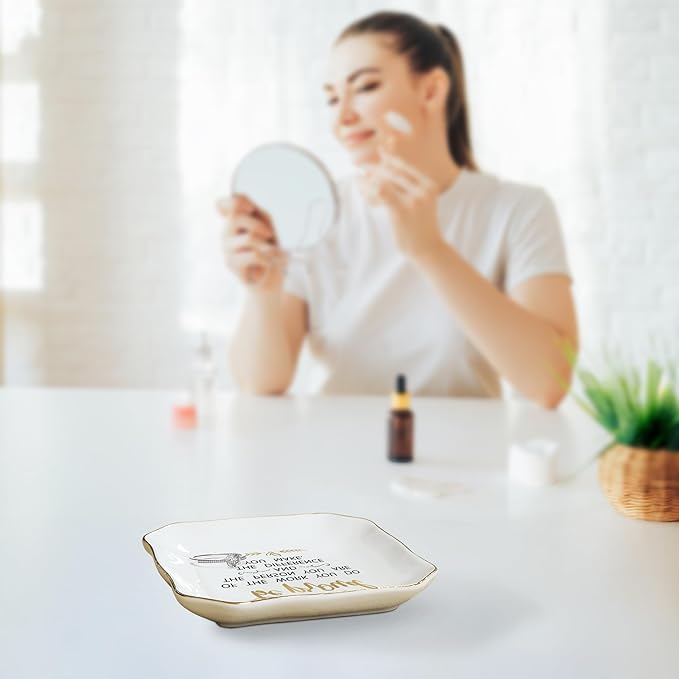 OASSIE Thank You Gifts for Women - Be Proud 4"x4" Ceramic Jewelry Dish Tray - Inspirational Birthday Teacher Appreciation Gifts for Women Teachers Coworkers Boss Employee, Retirement Gift for Woman