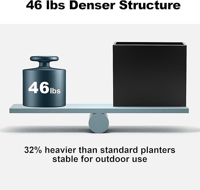 Metal Large Rectangular Planter Box Outdoor 30" H x 34" W x 10" D,Tall Flower Pot with Quick Installation,Long Black Planters for Outdoor Plants with Drainage Holes for Plants,Patio,Garden