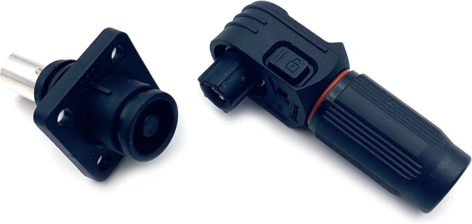 1 Set Battery Energy Storage Connector, 300A High Current Connectors Quick Plug Terminal Black Right Angle Plug and Socket IP67 Waterproof Power Adapter Crimping 95mm² Wiring (1500V)