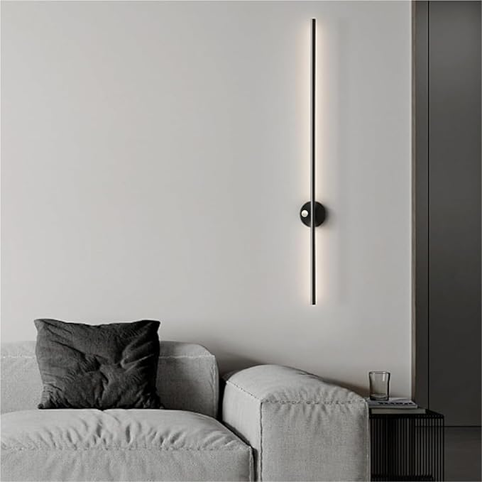 LED Long Strip Wall Lights with Motion Sensor Wall Lamp 3000K/4000K/6000K Wall Modern Simple Aluminum Mounted Indoor Bedside Decoration Light Living Room(Gold Warm Light,80cm)