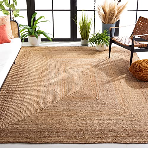 SAFAVIEH Area Rug 7' Square - Cape Cod Collection- Natural Brown, Handmade Braided Flat Weave Jute (CAP252A) - size: 7' x 7' (Square)