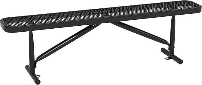 6 Feet Heavy Duty Metal Park Bench for Outside, Outdoor Bench with Portable Frame, Commercial Benches for Shopping Mall, Store, Park, Patio, Deck, Black