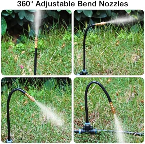 MIXC 1/4" Drip Irrigation System, Adjustable Copper Nozzles (7.8ft Rod Length, 12pcs nozzles and connectors,NO Water Pipe)