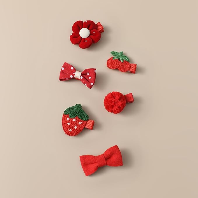 Baby Girl Hair Clips 11 Pack Toddler Hair Bows Christmas Set 2 '' Infant Fully Covered Red Barrettes for Babies Fine Hair