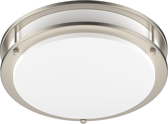DYMOND LED Ceiling Light Flush Mount Dimmable Adjustable Lighting from Warm White to Daylight 2700K 3000K 3500K 4000K 5000K 5 in 1 Selectable CCT (Brushed Nickel, 14 Inch)