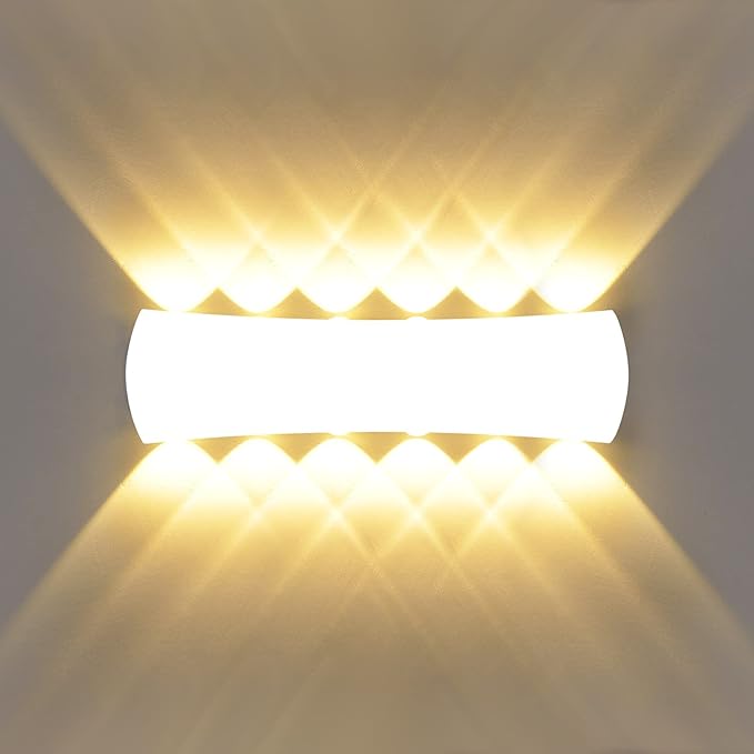 Kawell 12W Modern Wall Sconces LED Wall Light Up Down Indoor Outdoor Aluminum Wall Lamp LED Waterproof IP65 for Bedroom Living Room Bathroom Stairs Hallway Corridor Porch, White 3000K