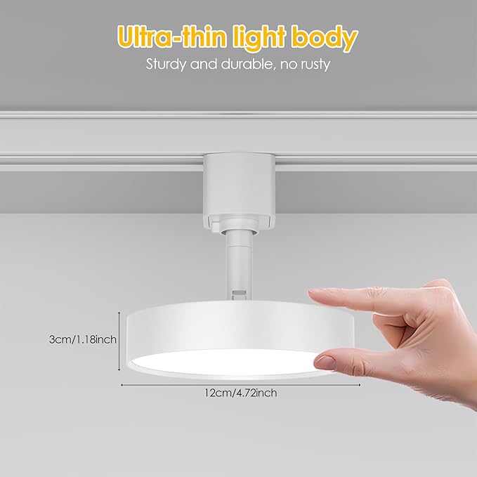 Diffuse LED Track Lighting Heads H Type Track Light Heads Dimmable Kitchen Track Lighting Fixtures Ceiling, Compatible with H Track Rails - Flicker Free CRI90+ 4000K 12W 1000lm, 4 Pack White