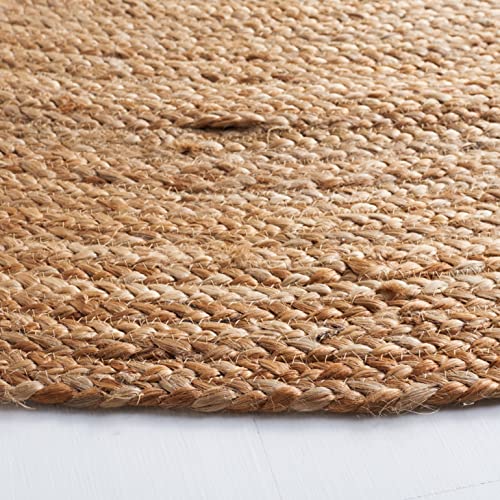 SAFAVIEH Area Rug 4' Round - Cape Cod Collection- Natural Brown, Handmade Braided Flat Weave Jute (CAP252A) - size: 4' (Round)