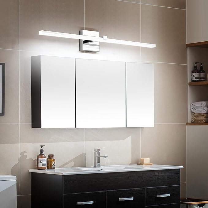 ZUZITO 30in Modern Bathroom Light Fixtures Dimmable 5CCT LED Bathroom Lighting Fixture Over Mirror Chrome Vanity Light Bar for Bath