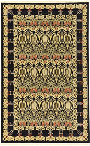 Unique Loom Edinburgh Collection Area Rug - Canmore (5' 1" x 8' Rectangle, Black/ Cream) - color: Black/Cream, size: 5'1" x 8' (Rectangular)