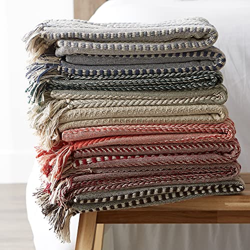 DII Braided Striped Decorative Throw Blanket, 50x60, Dark Brown - color: Dark Brown