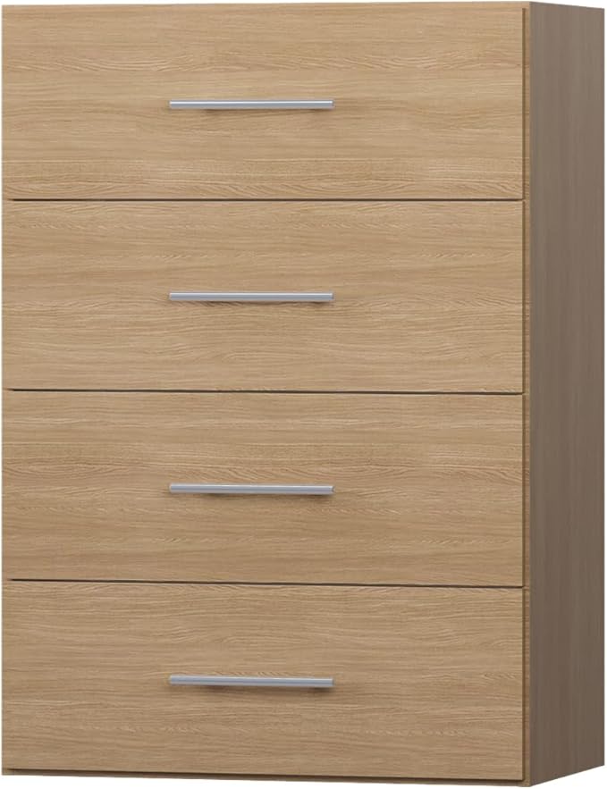 4 Drawer Short Tower Closet Unit, Modular Closet System, Wood Closet System Organizer with Storage for Walk In Closets, Clothing Rack Closet for Hanging Clothes, Bedroom, Wood, 19.5"W