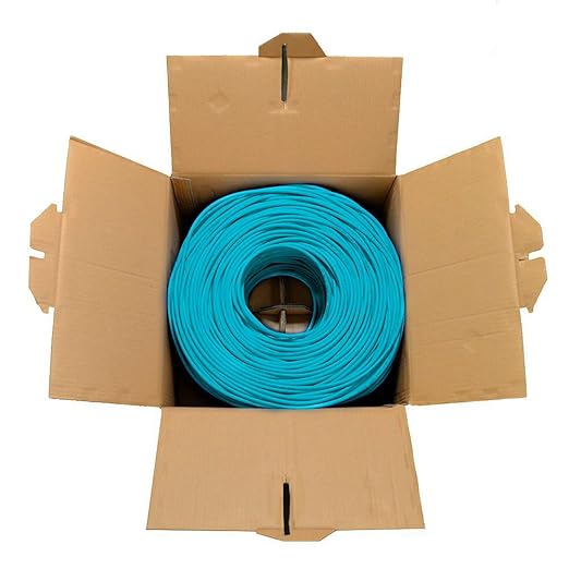 Dripstone CAT6 Ethernet Cable 1000ft Bulk Network LAN Wire 23AWG Solid UTP 550MHz High-Speed Internet Cable Gaming, Streaming, Office, Home Use, Pull Box, Cat6 Bulk, Stable Connectivity - Aqua