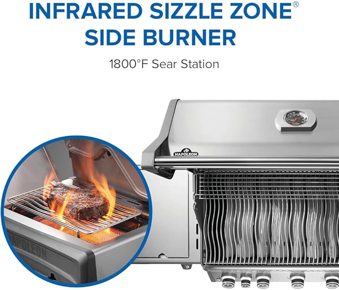 Napoleon Rogue PRO 625 Natural Gas Grill with Infrared Side Burner, Stainless Steel, Durable 6-Burner BBQ