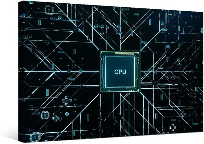 LSIUHWUWI Wall Decor CPU Concept Wall Art CPU and Circuit Board Pattern Wall Decor for Living Room 1 Piece Contemporary Home Decor Print on Canvas Ready to Hang 16X24 INCH