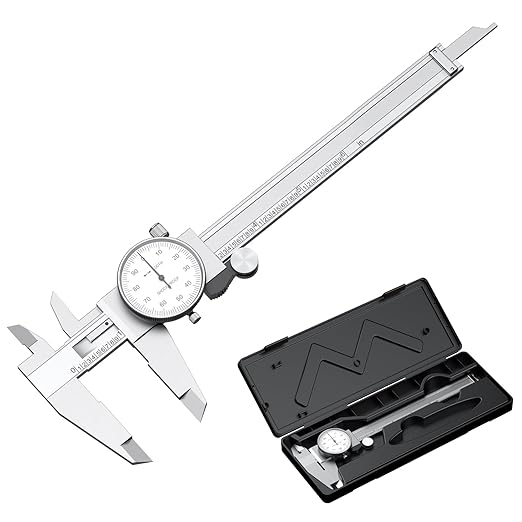 HDLNKAK Dial Caliper Shockproof Dial Caliper Precision Caliper with Watch 0-6" Range, 0.001” Resolution 6 Inch with 0.001" Precision Calipers 4-Way Measurement with Plastic Case